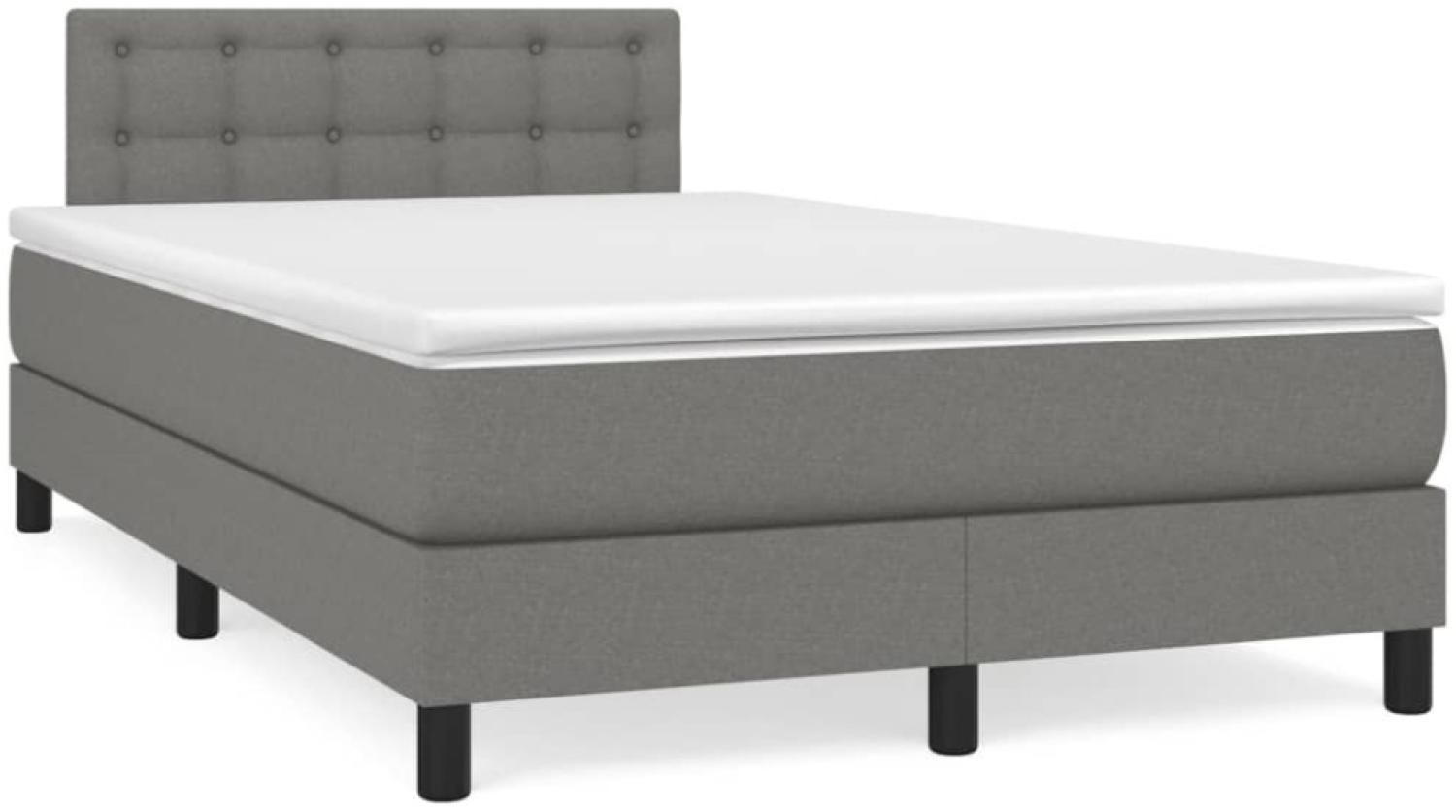 vidaXL Boxspringbett mit Matratze Dunkelgrau 120x190 cm Stoff 3269752 Bild 1