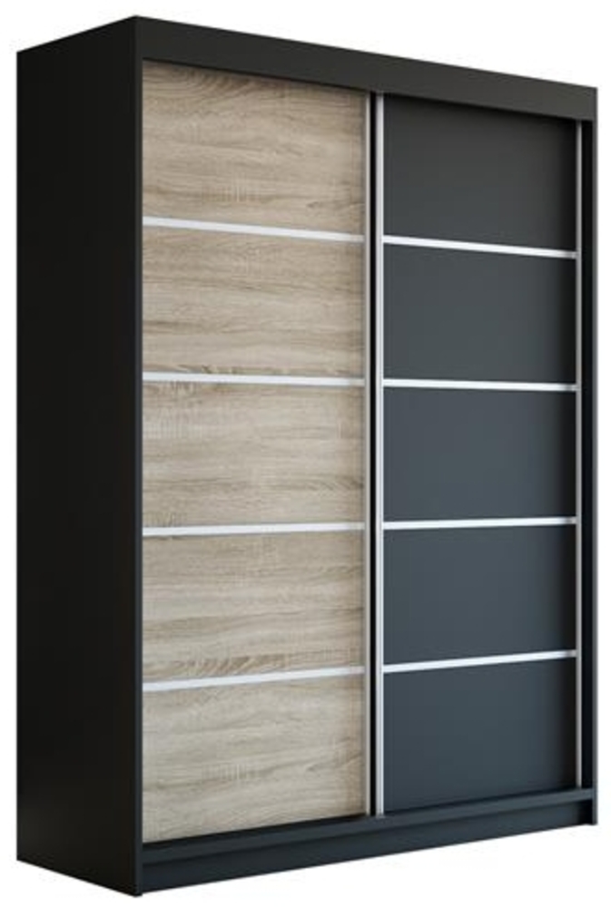 Schwebetrenschrank PARIS 2-trig Schrank 180 cm (mit Spiegel) Farbe: Schwarz , sonoma Bild 1