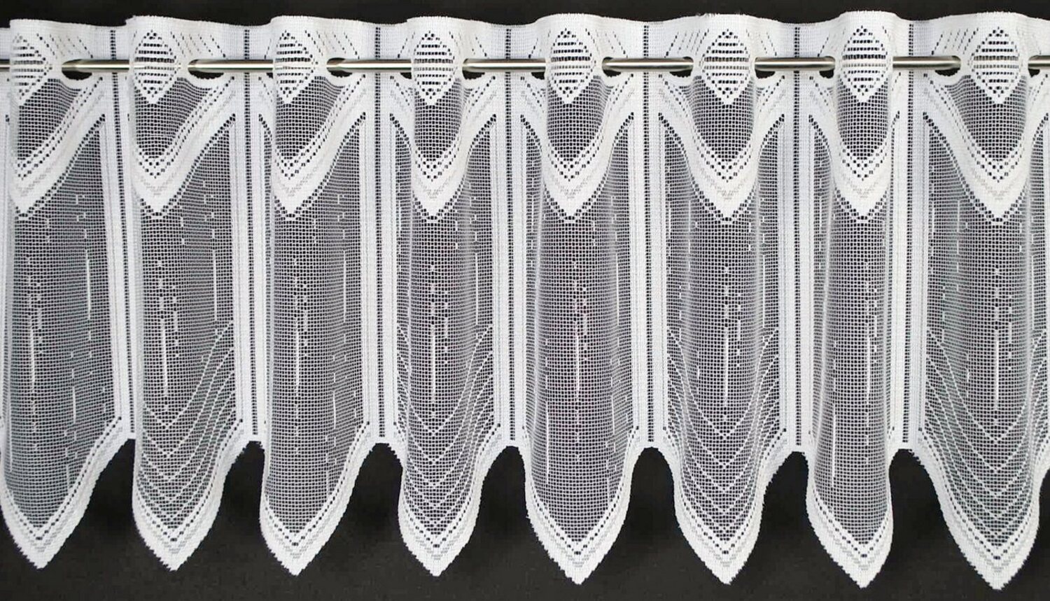 Gardinen Kranzusch Scheibengardine nach Maß längs gestrichelt, Stangendurchzug (1 St), transparent, Stablöcher,transparent,verschiedene Höhen, Breiten Bild 1