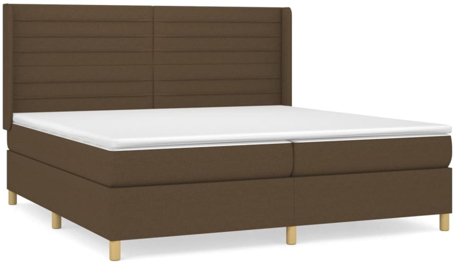 vidaXL Boxspringbett mit Matratze Stoff Dunkelbraun 200x200 cm, Härtegrad: H2 [3132100] Bild 1