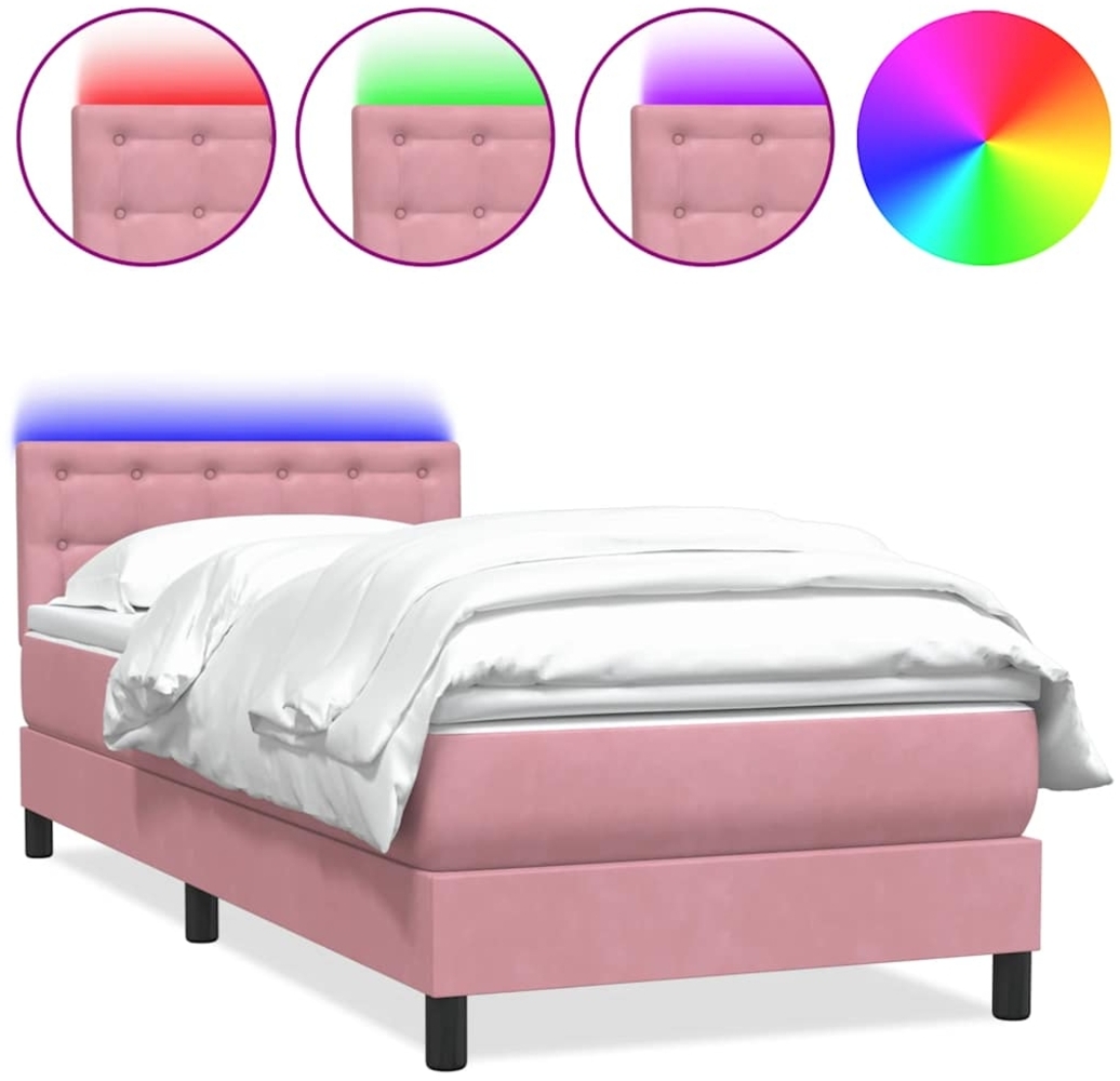 vidaXL Boxspringbett mit Matratze Rosa 100x220 cm Samt 3317306 Bild 1
