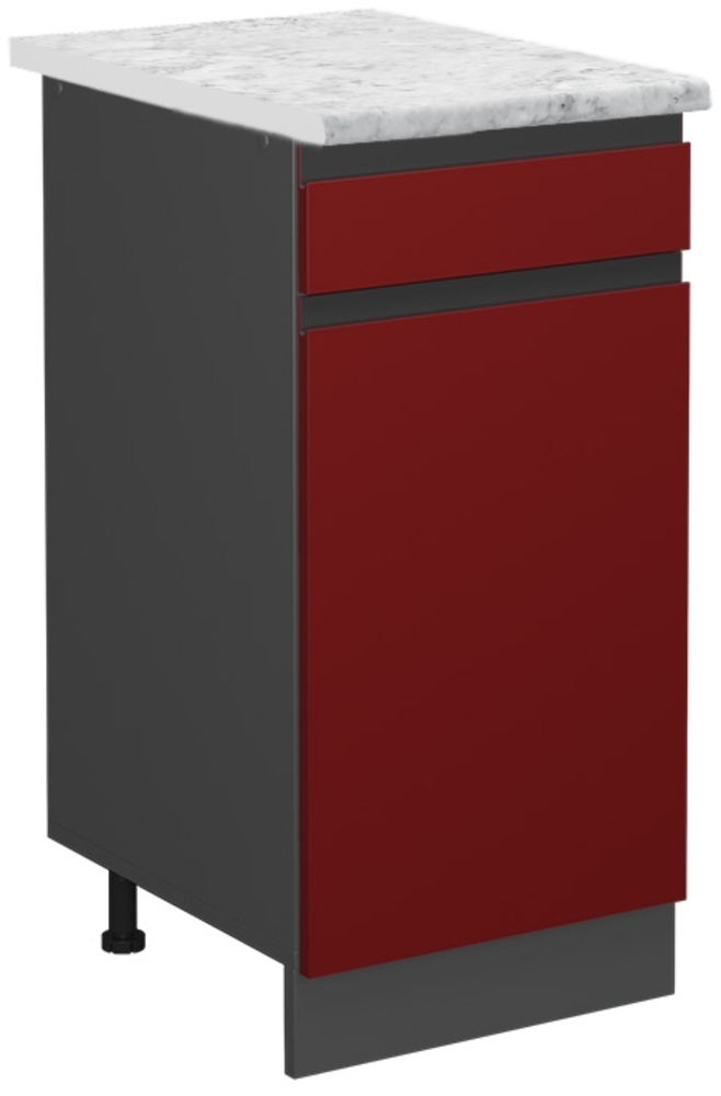 Küchenunterschrank R-Line Rot Hochglanz 40 cm AP Marmor Vicco Bild 1