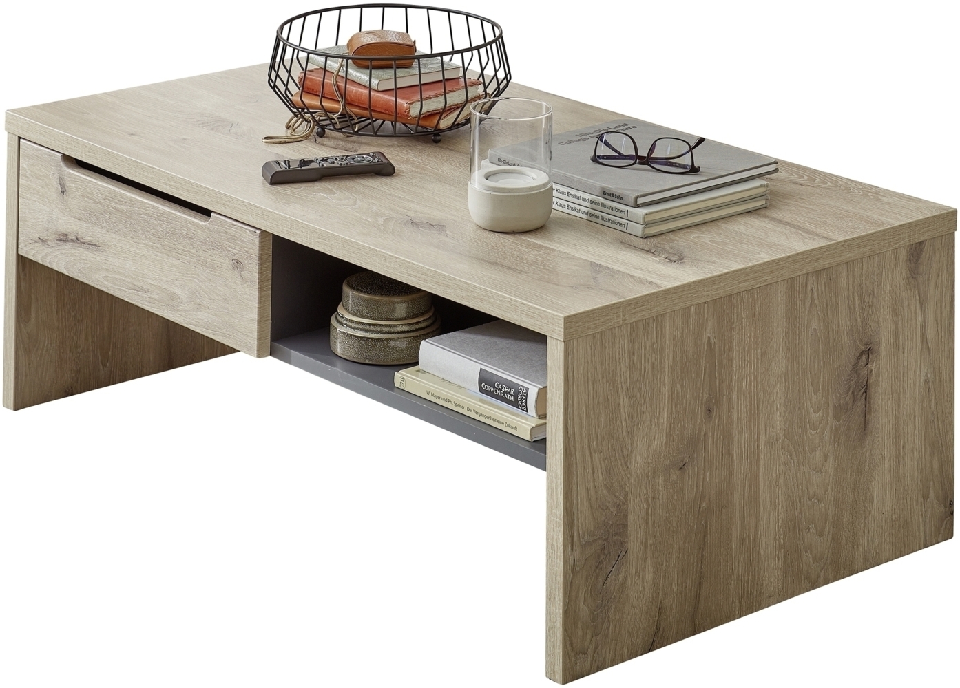 Couchtisch >Bellano< in Viking Oak Dekor, MDF, Spannplatte - 110x41x65cm (BxHxT) Bild 1