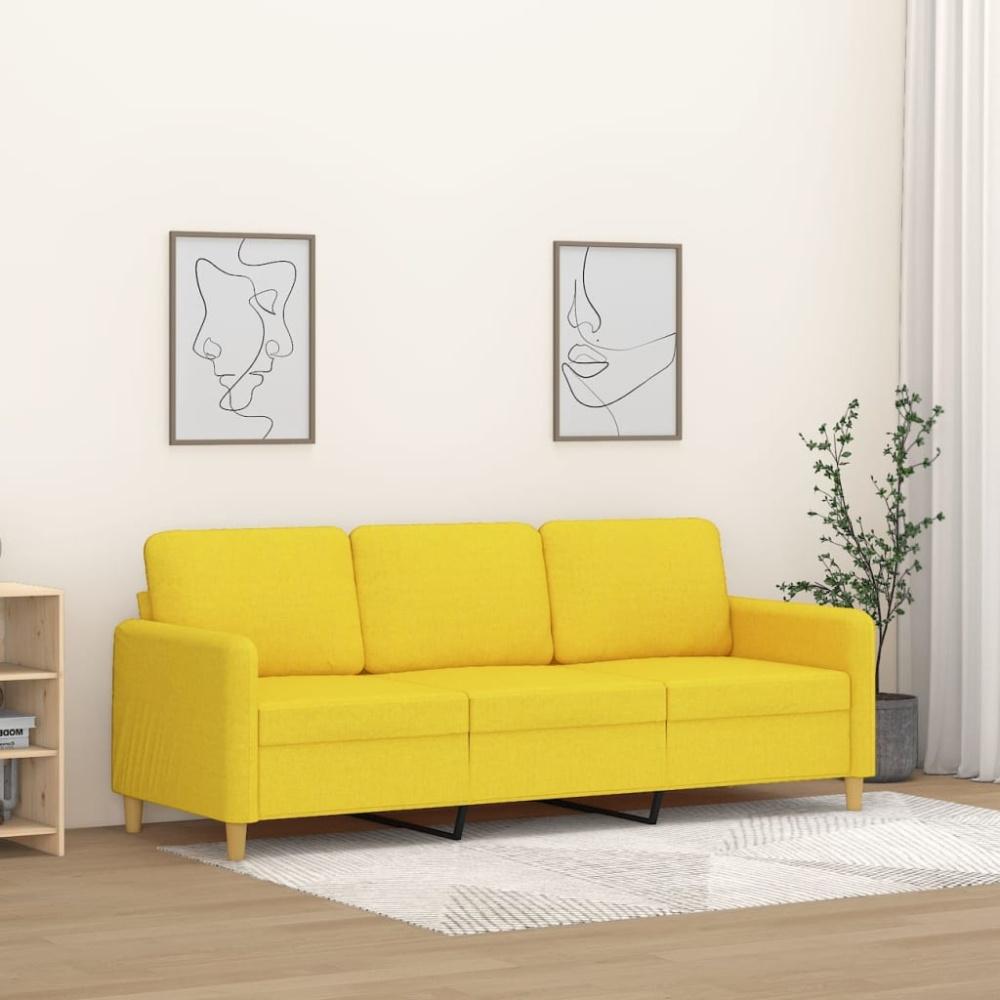 vidaXL 3-Sitzer-Sofa Hellgelb 180 cm Stoff Bild 1