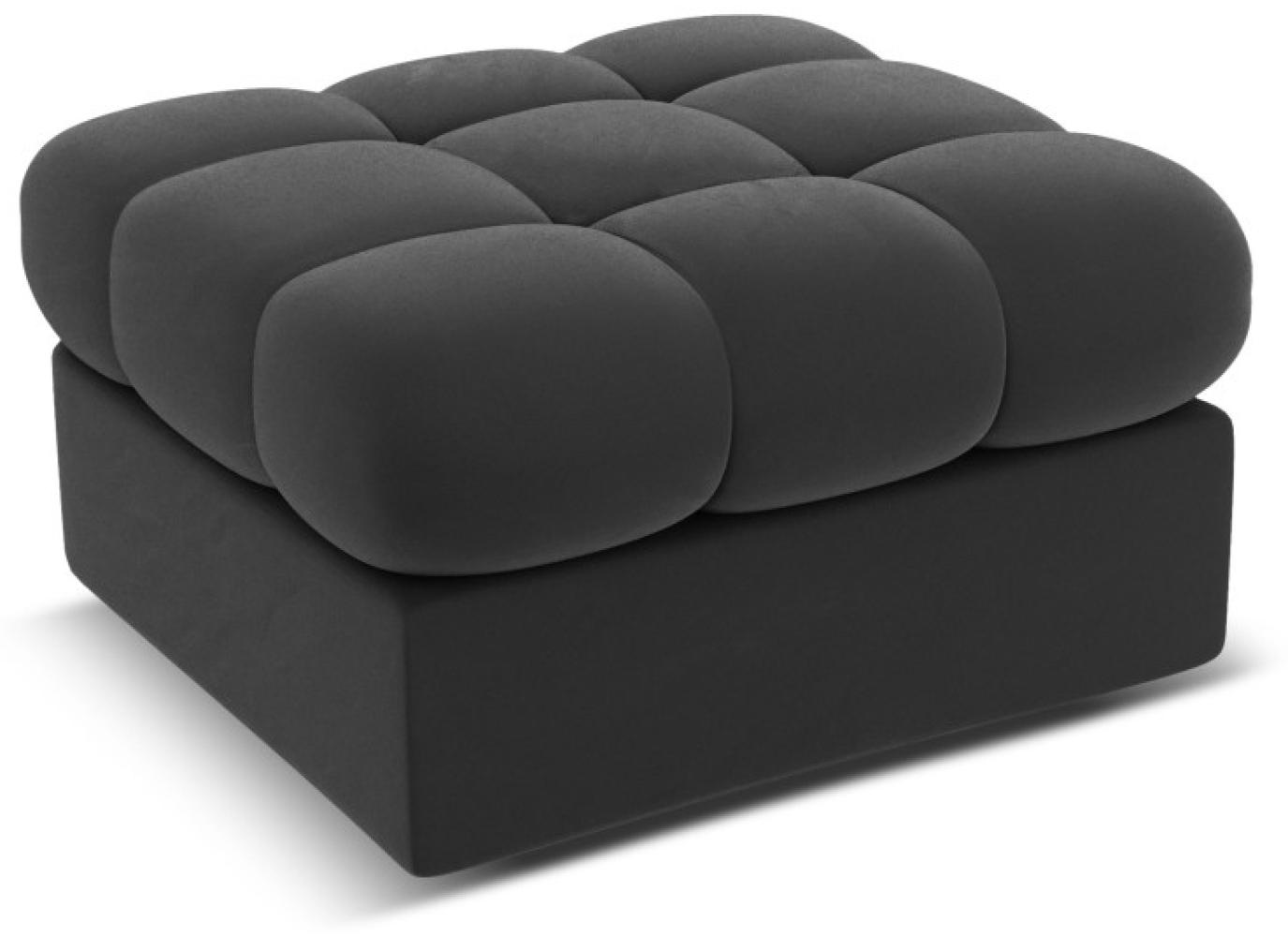 Micadoni Samtstoff Pouf Hocker Justin | Bezug Grey | Beinfarbe Black Plastic Bild 1