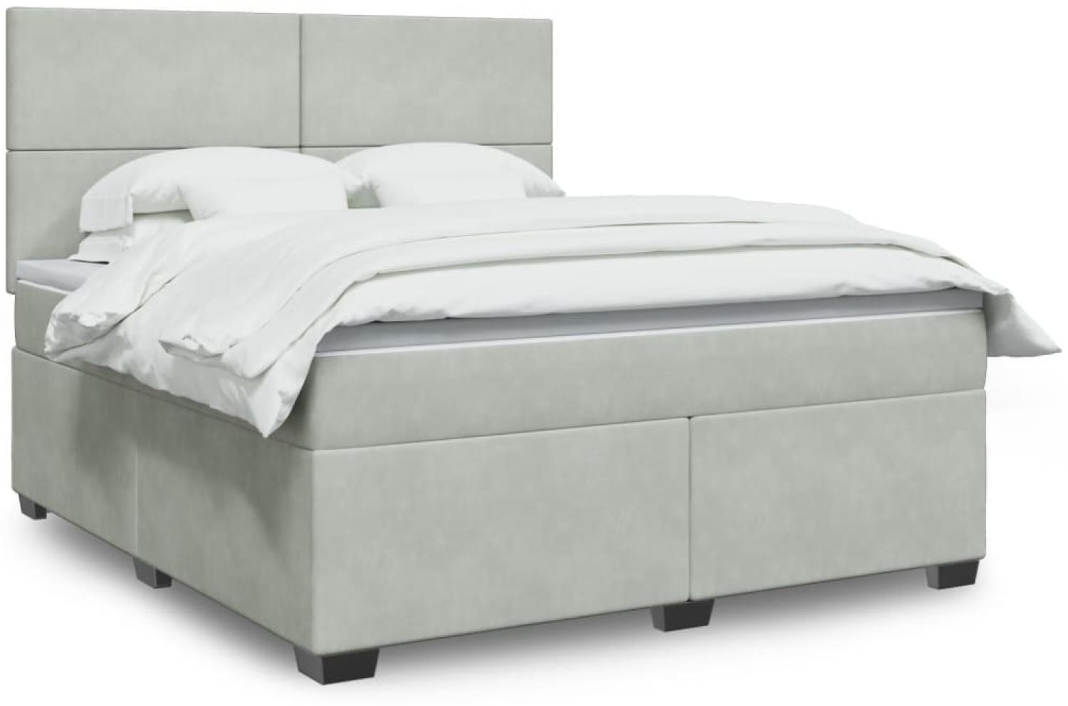 vidaXL Boxspringbett mit Matratze Hellgrau 180x200 cm Samt 3290972 Bild 1