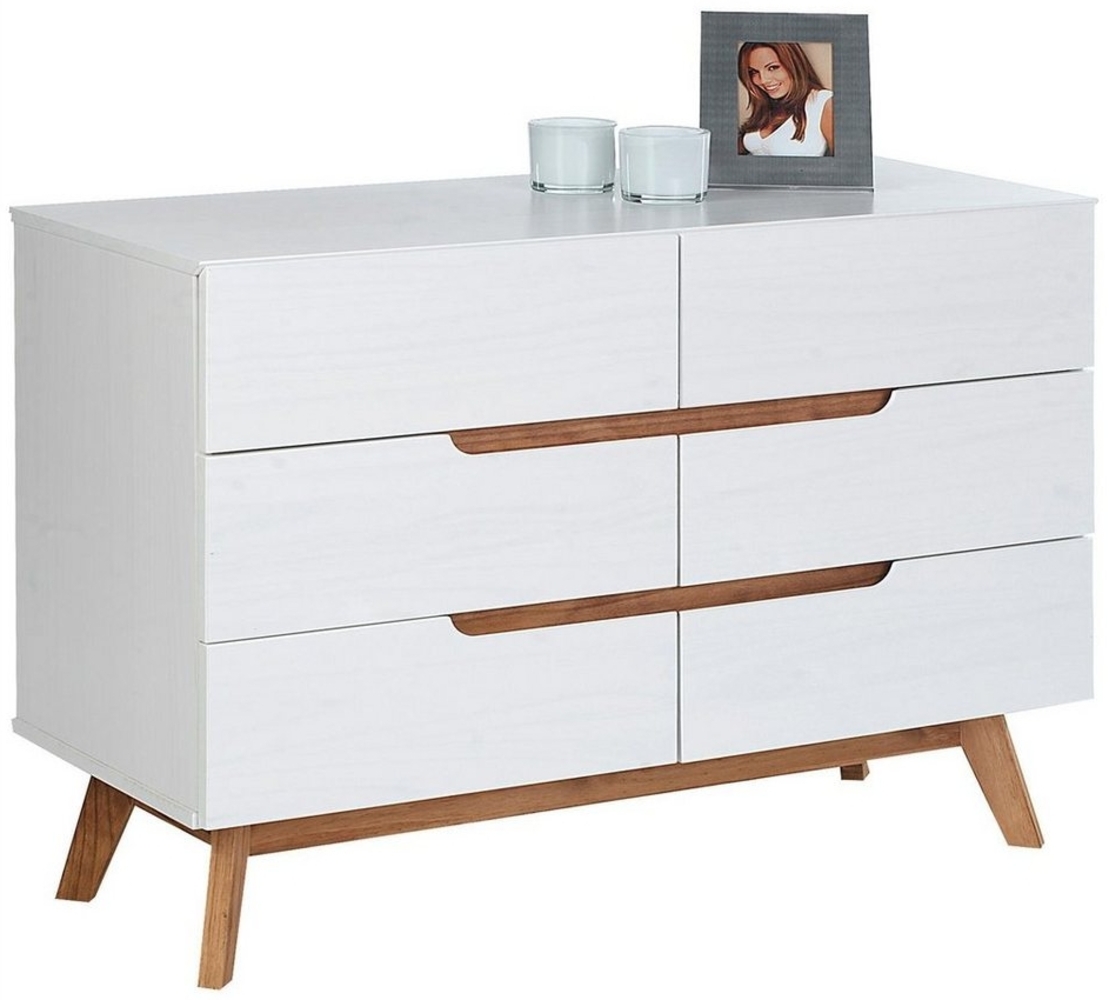 IDIMEX Kommode TIBOR, Sideboard Schubladenkommode skandinavisch Anrichte Kiefer massiv weiß Bild 1