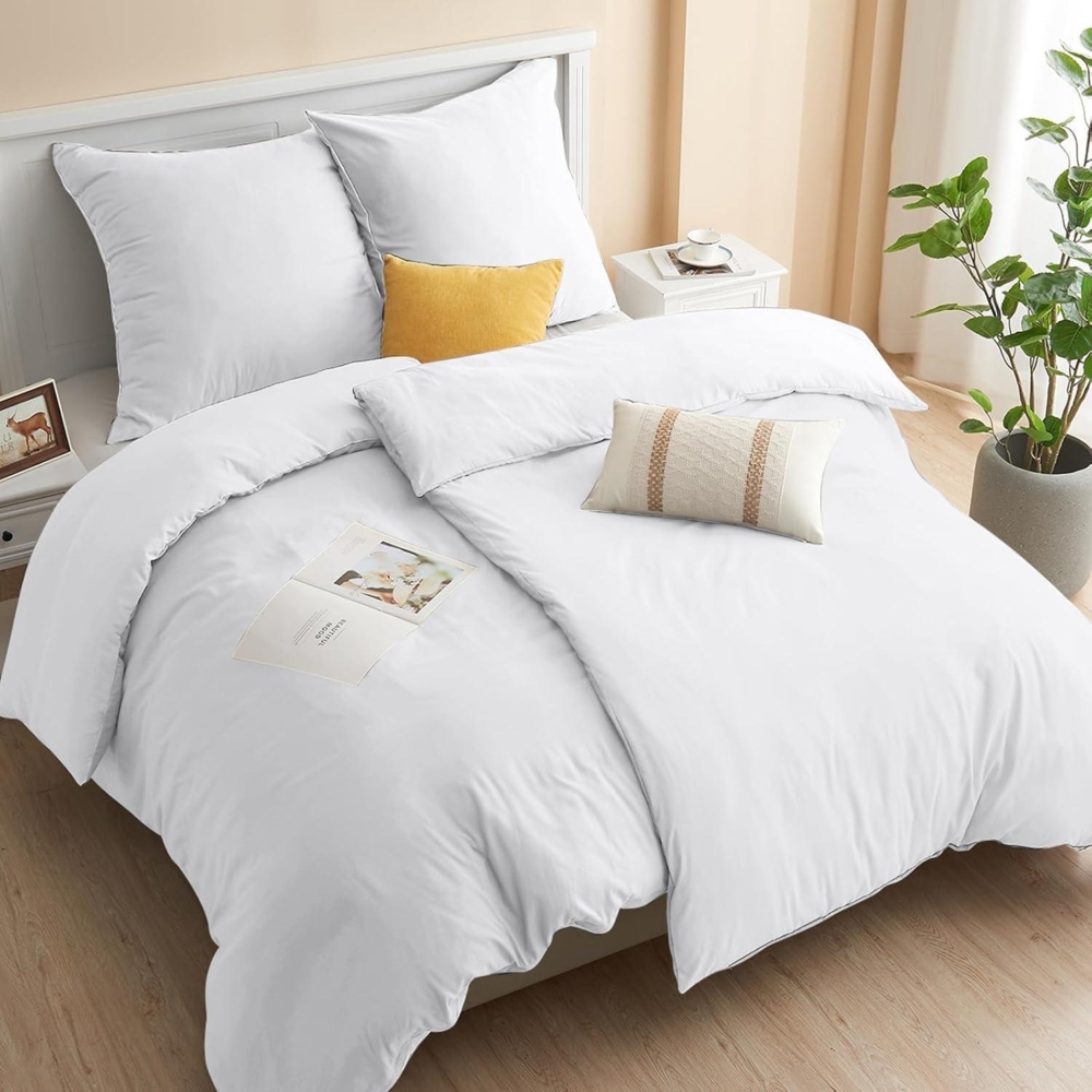 Bettwäsche 135x200 4tlg. 2er Set Kissenbezug 80x80cm Mikrofaser Bild 1