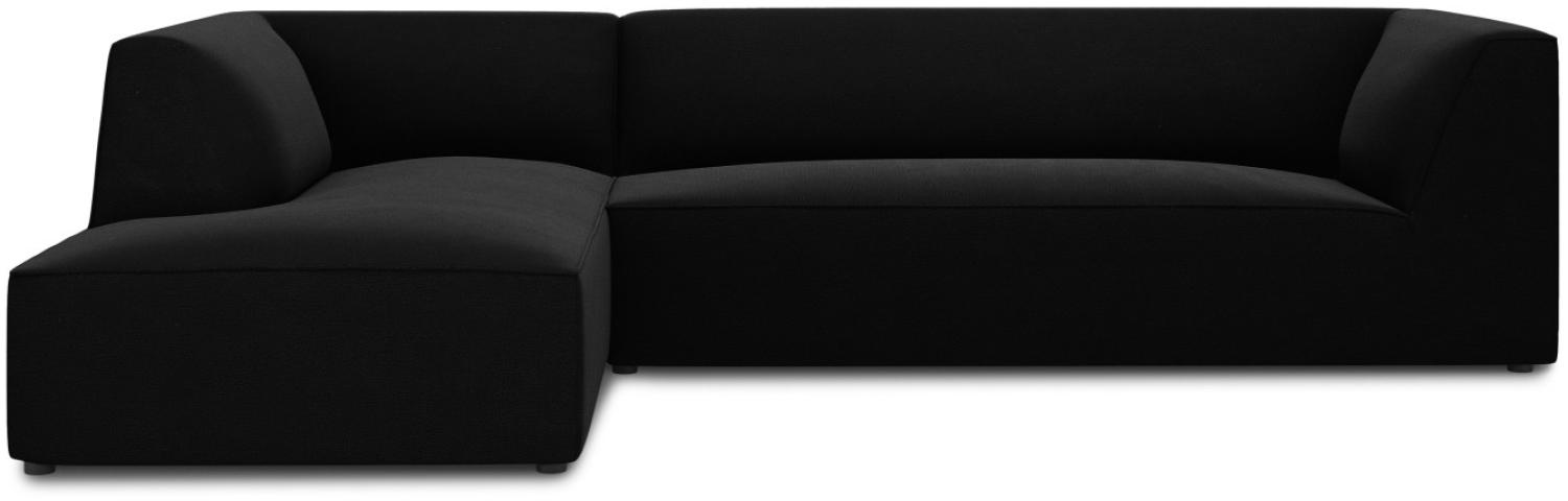 Micadoni 4-Sitzer Samtstoff Modular Ecke links Sofa Ruby | Bezug Black | Beinfarbe Black Plastic Bild 1