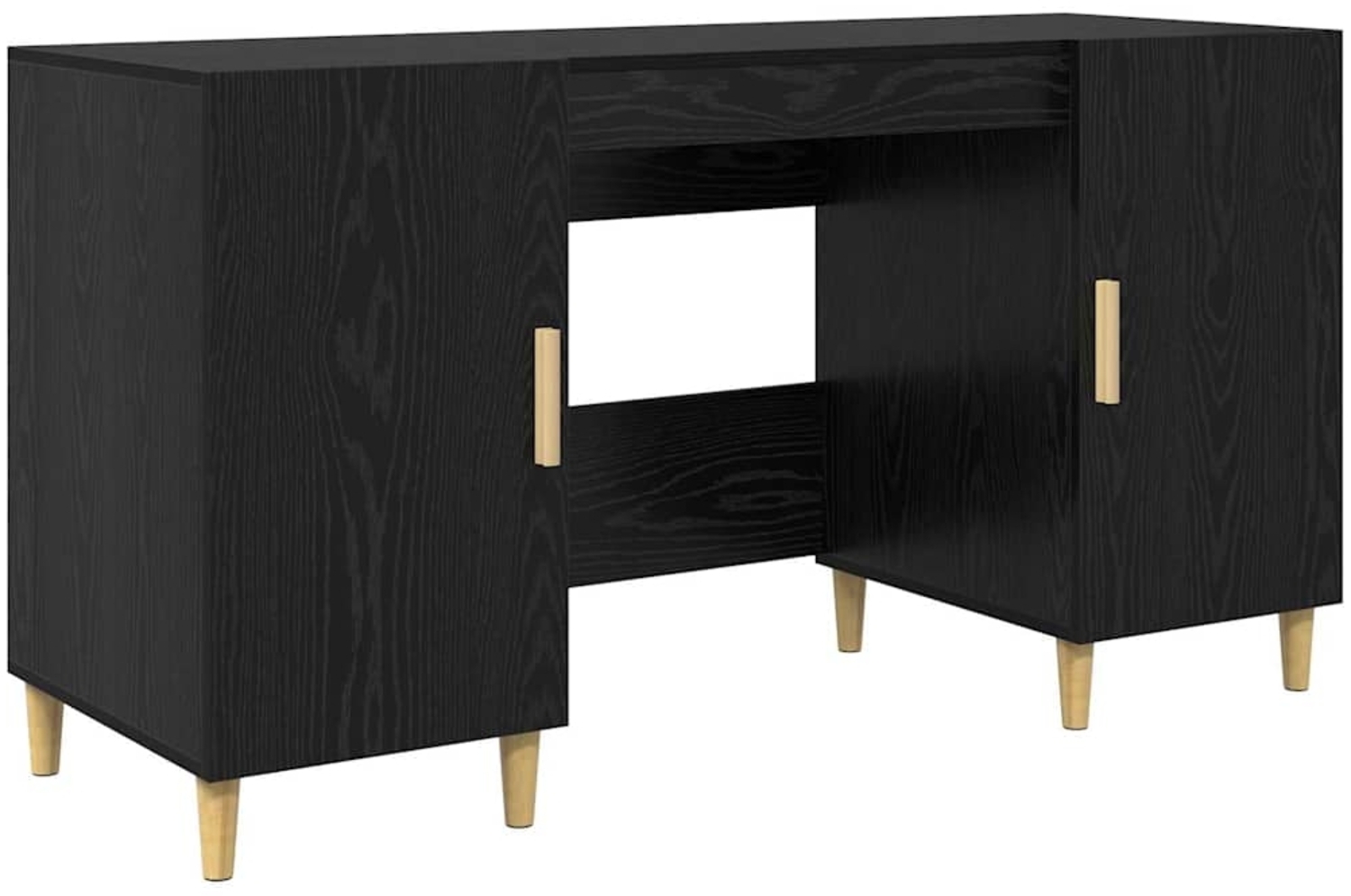 vidaXL Schreibtisch mit Regal Schwarz Eichen-Optik 140 x 50 x 75 cm 886236 Bild 1