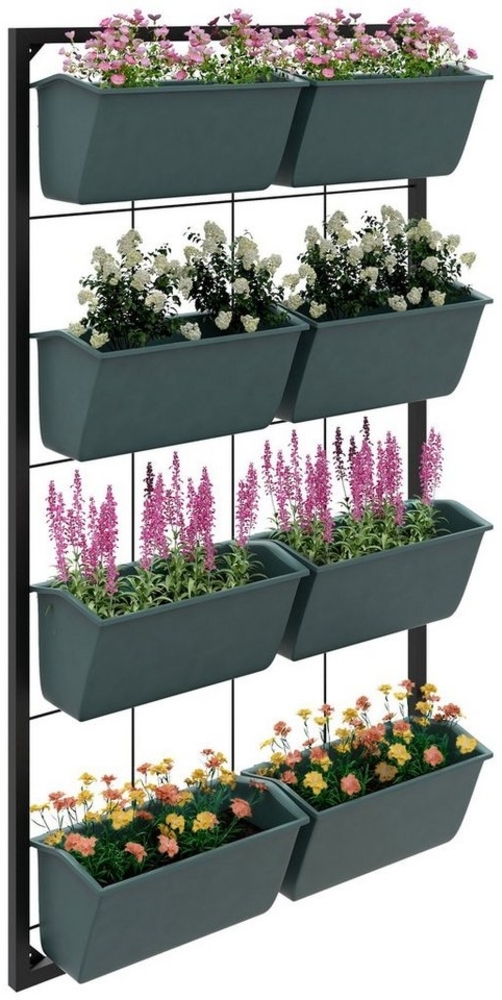 Outsunny Pflanzentreppe Blumenständer, Pflanzenständer mit 8 Töpfen (Pflanzenregal Wandmontage, 1 St, Pflanzentreppe), für Garten, Dunkelgrün, 52,5 x 14 x 90 cm Bild 1