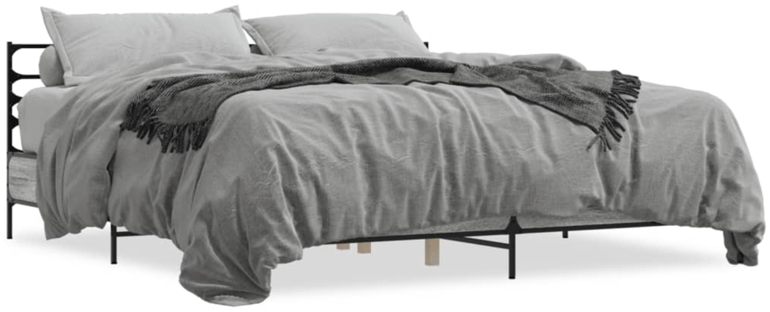vidaXL Bettgestell Grau Sonoma 180x200 cm Holzwerkstoff und Metall 3280060 Bild 1
