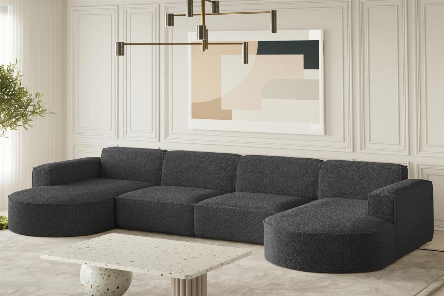 Wohnlandschaft U-Form Sofa PALMA XL in Stoff Ascot Graphitgrau Bild 1