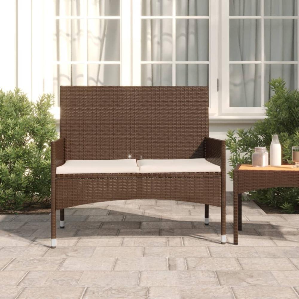 vidaXL Gartenbank 2-Sitzer mit Kissen Braun Poly Rattan 319487 Bild 1