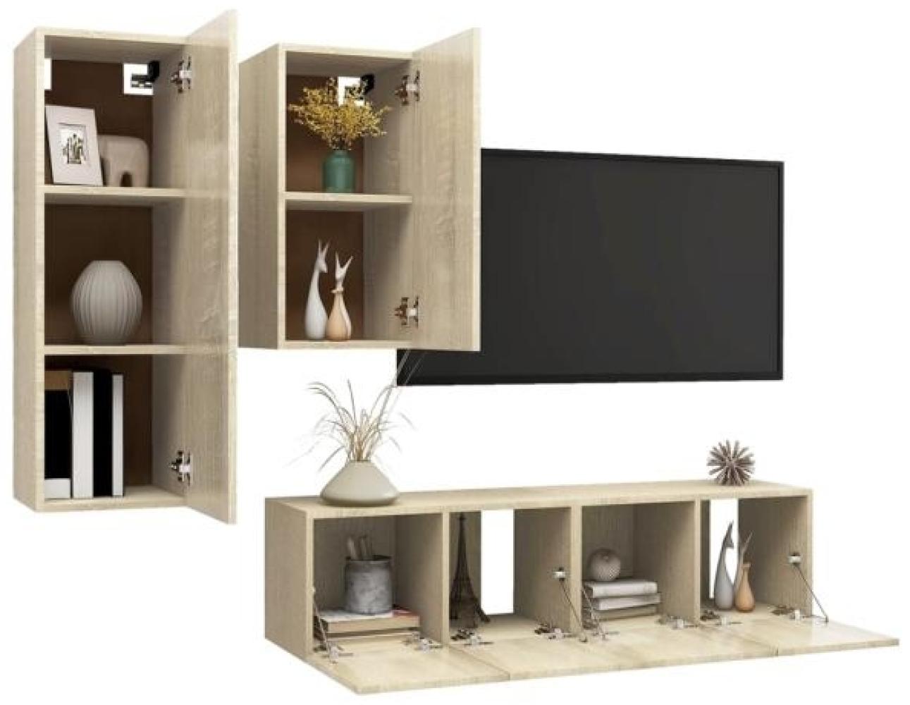 vidaXL 4-tlg. TV-Schrank-Set Sonoma-Eiche Spanplatte [3079046] Bild 1