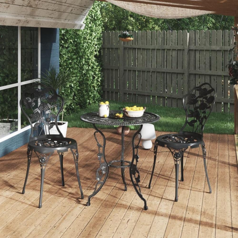 vidaXL 3-tlg. Bistro-Set Aluminiumguss Schwarz 317739 Bild 1