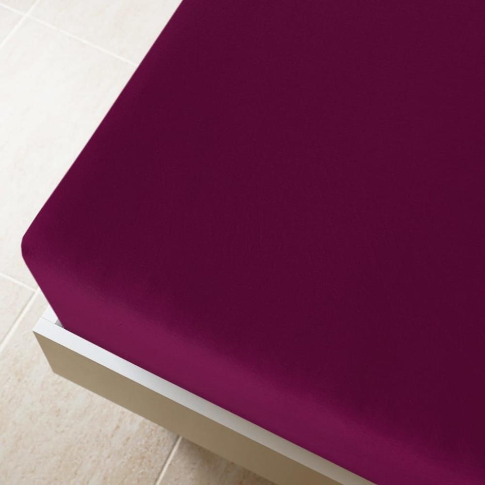 vidaXL Spannbettlaken Jersey Bordeauxrot 180x200 cm Baumwolle 136258 Bild 1