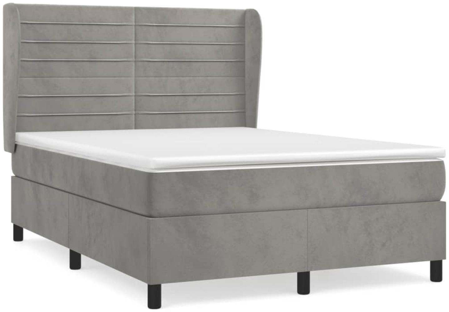 vidaXL Boxspringbett mit Matratze Hellgrau 140x200 cm Samt 3129273 Bild 1