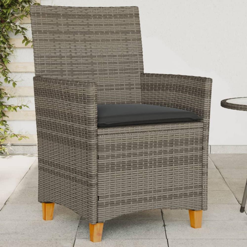 vidaXL Gartenstühle mit Kissen 2 Stk. Grau Poly Rattan Massivholz 368718 Bild 1