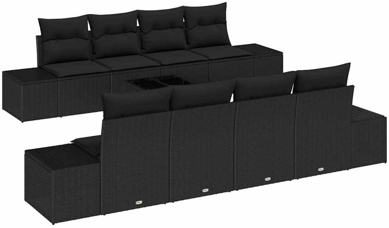 vidaXL Garten-Sofa-Set mit Kissen 8 pcs Schwarz Poly-Rattan 3355662 Bild 1