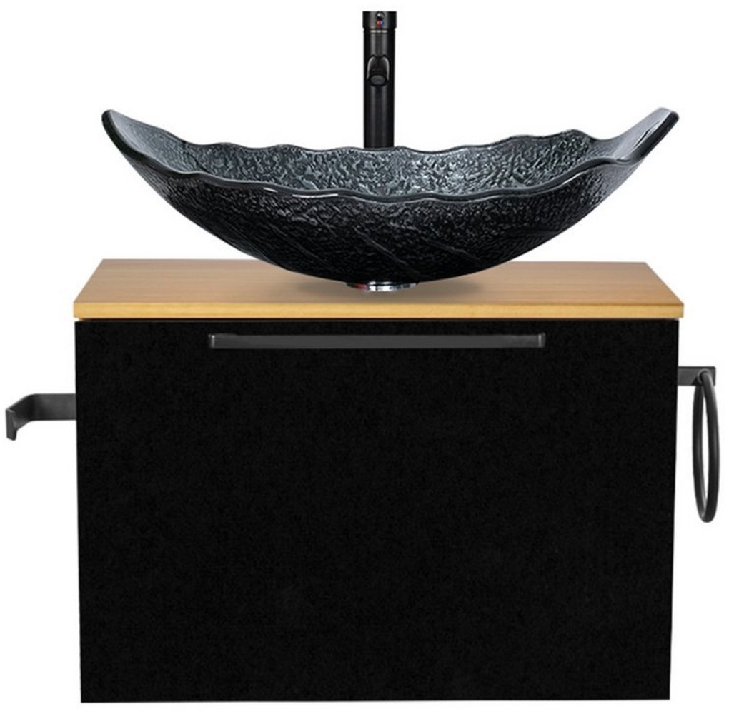 Puluomis Badezimmer-Set Waschbeckenunterschrank 60cm mit Waschbecken, (mit Handtuchring, Klopapierhalter) Bild 1