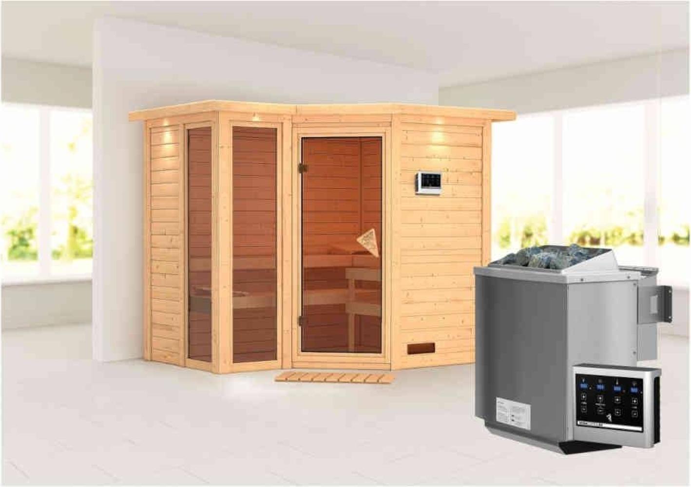 Karibu Sauna Innenkabine Amara Innensauna 3 Sitzbänke aus Holz Saunakabine mit 40 mm Wandstärke Dampfsauna mit Montagematerial Bild 1