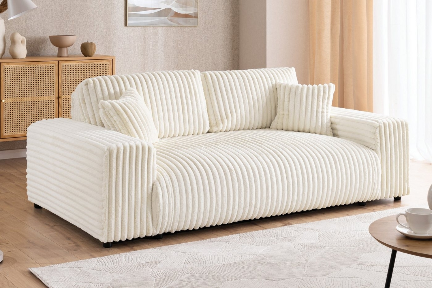 S-Style Möbel 2-Sitzer Sofa Mollis aus Plüschcord mit schöner Sitzkomfort, mit Wellenfederung Bild 1