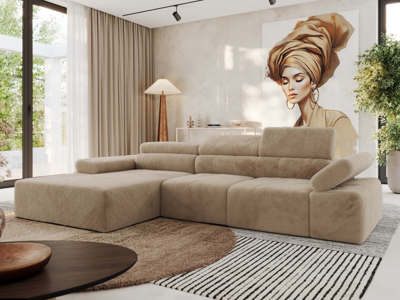 Ecksofa mit Relax-funktion, Elektrisch verstellbarer Sitz, L-förmige Ecke mit Armlehnen, Wellenfeder - RILASSO - linke Seite Bild 1