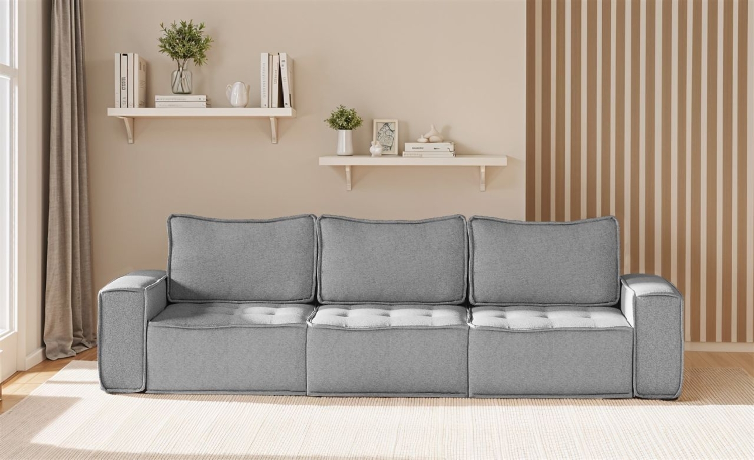 Sofa Modulsofa 3-teilig SANDE 3-Sitzer Stoff Raven Grau Bild 1