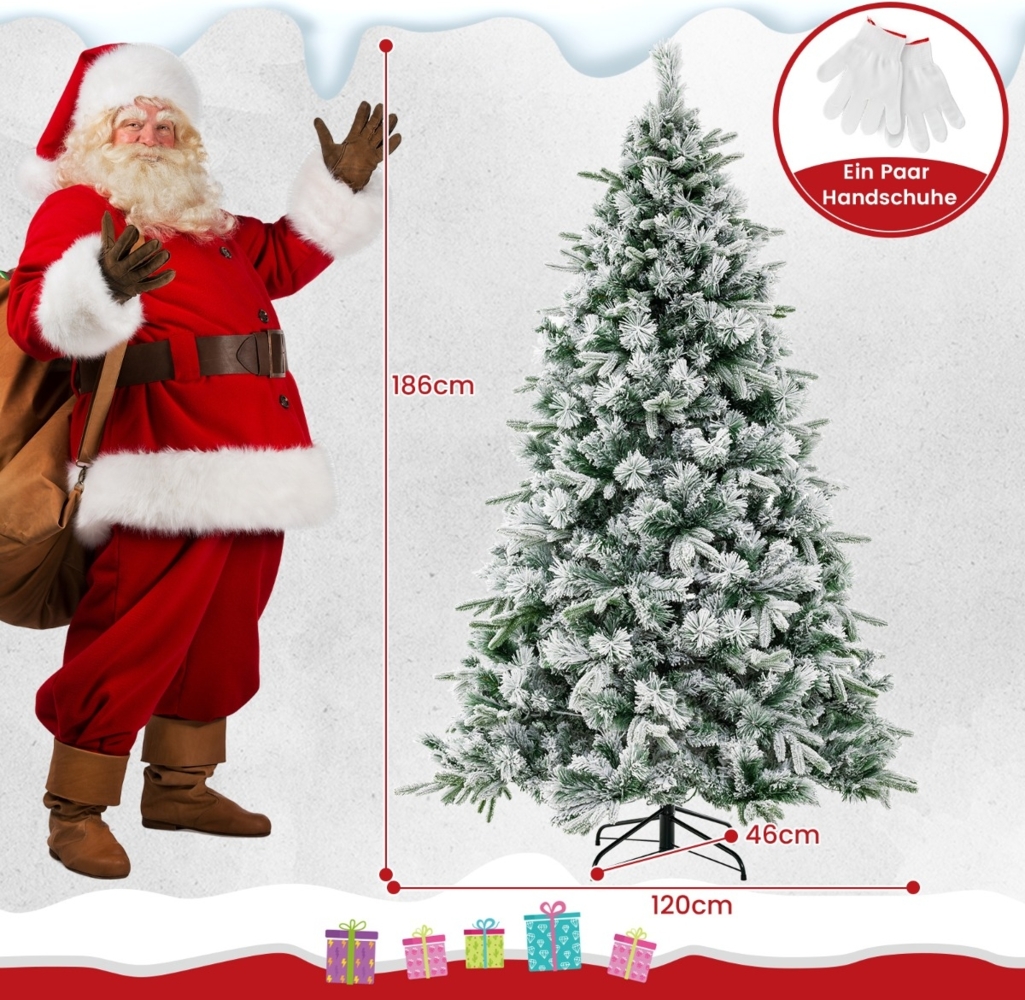 180 cm Künstlicher Weihnachtsbaum mit Schnee & 250 Warmweißen LED-Lichtern Grün Bild 1