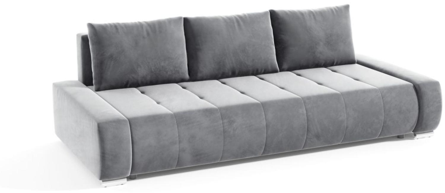 Sofa 3-Sitzer mit Schlaffunktion VOGAR Stoff Monolith Hellgrau Bild 1