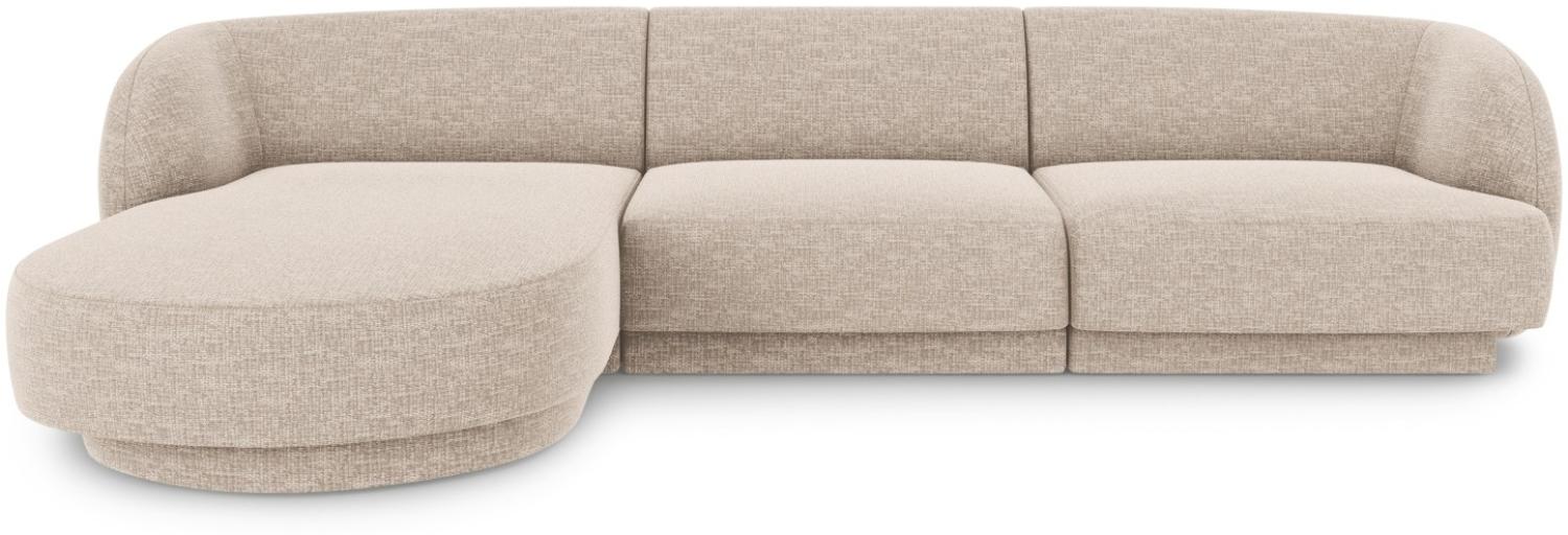 Micadoni 4-Sitzer Ecke links Sofa Miley | Bezug Beige | Beinfarbe Black Plastic Bild 1