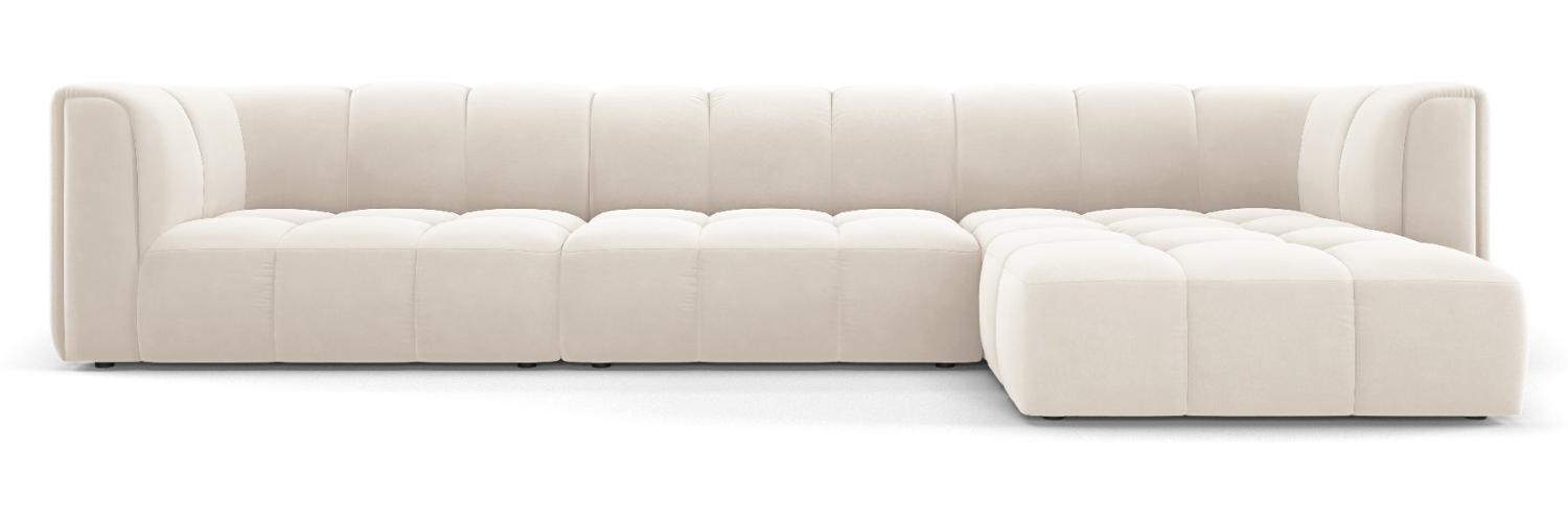 Micadoni Modulares Ecksofa Serena 5-Sitzer Samtstoff, Hellbeige, Rechts Bild 1