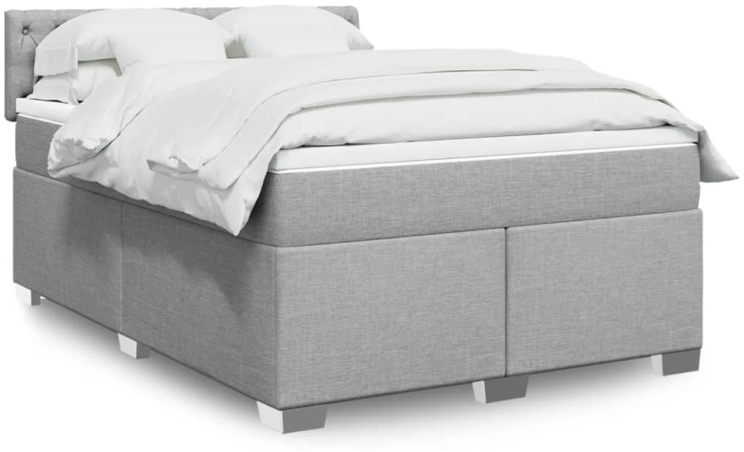 vidaXL Boxspringbett mit Matratze Hellgrau 160x200 cm Stoff 3288246 Bild 1