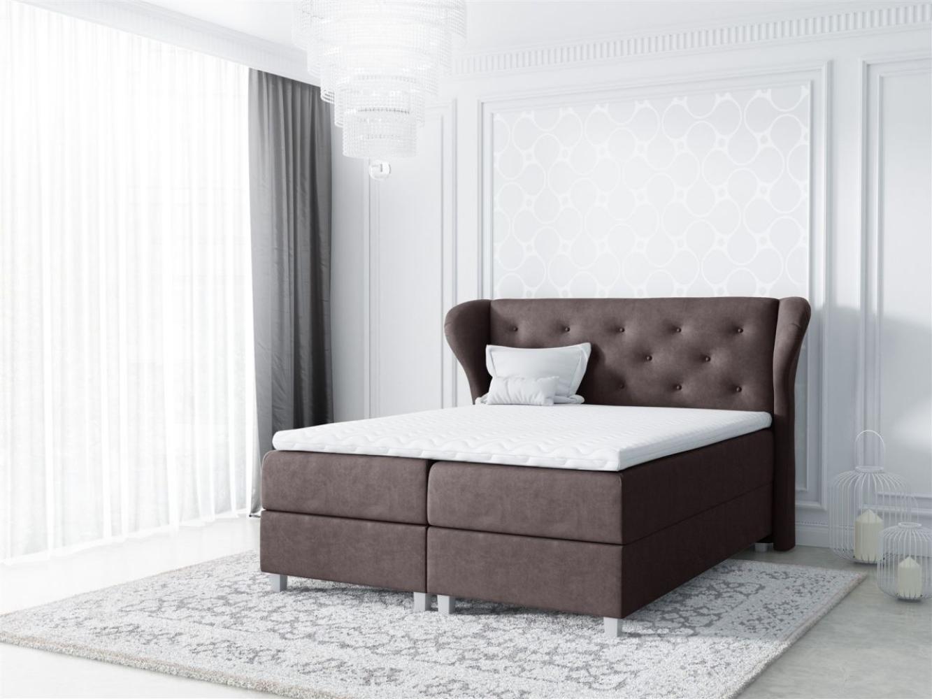 Boxspringbett ARIANNA 180x200cm Stoff Braun Bild 1