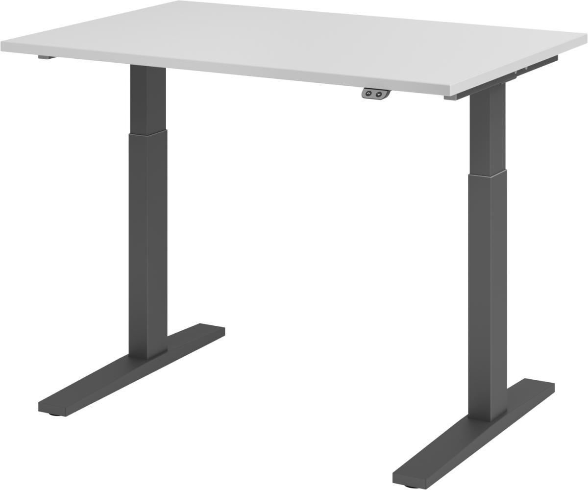 bümö elektrisch höhenverstellbarer Schreibtisch 120x80 cm in grau, Gestell graphit - Schreibtisch höhenverstellbar elektrisch, elektrischer Schreibtisch & Gaming Tisch, XMKA-Serie Bürotisch, XMKA12-5-G Bild 1