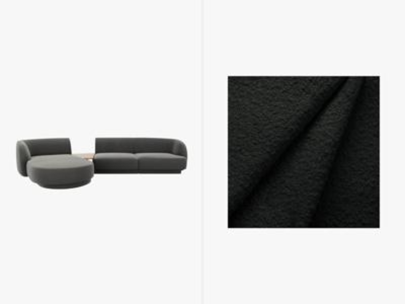 Micadoni Modulares Sofa Links Miley mit Recamiere 3-Sitzer Links Boucle Schwarz Bild 1