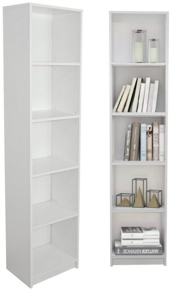 Home Collective Bücherregal Aktenregal Standregal Raumteiler mit 5 offenen Fächern aus MDF Holz, in weiß, Breite 40 cm Bild 1