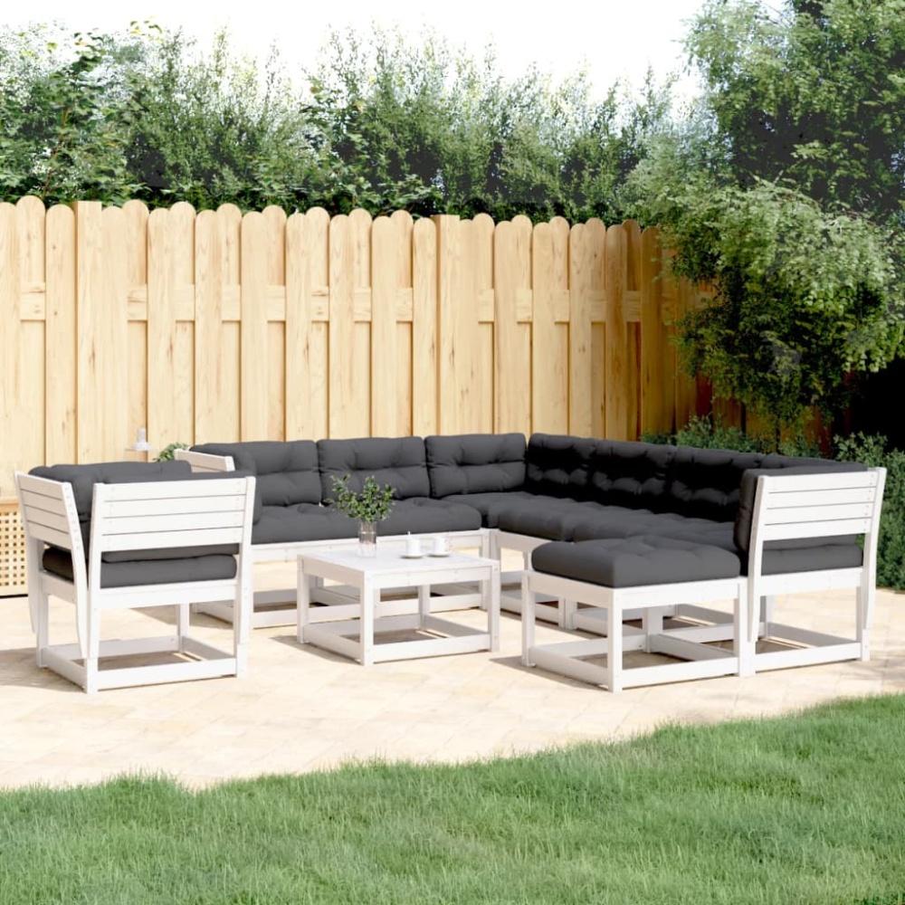 vidaXL 8-tlg. Garten-Lounge-Set mit Kissen Weiß Massivholz Kiefer 3216951 Bild 1