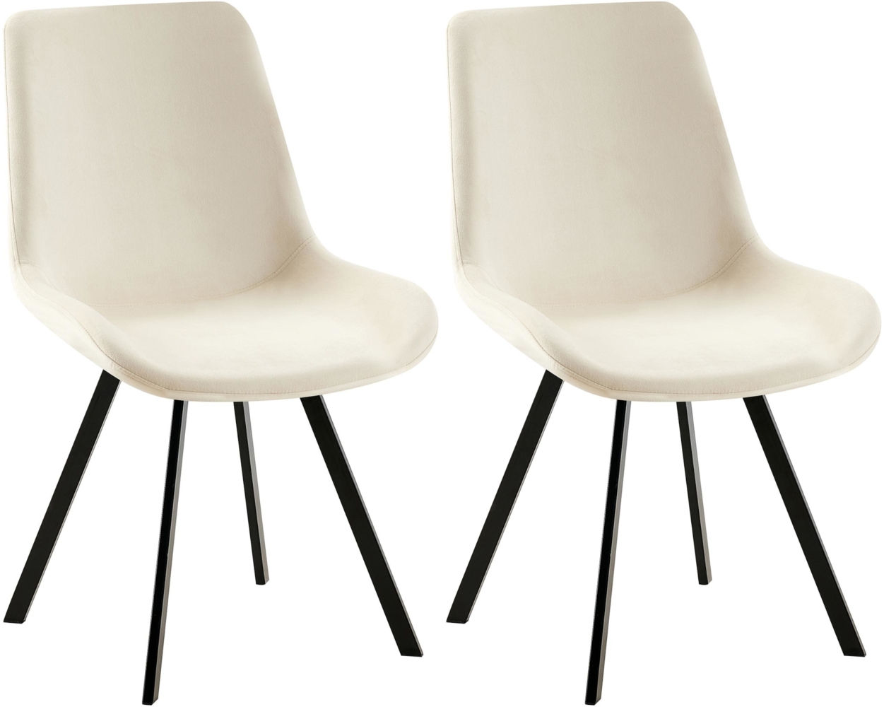 CLP 2er Set Esszimmerstuhl Lewes Samtbezug 360 Grad drehbar und gepolstert,creme Bild 1