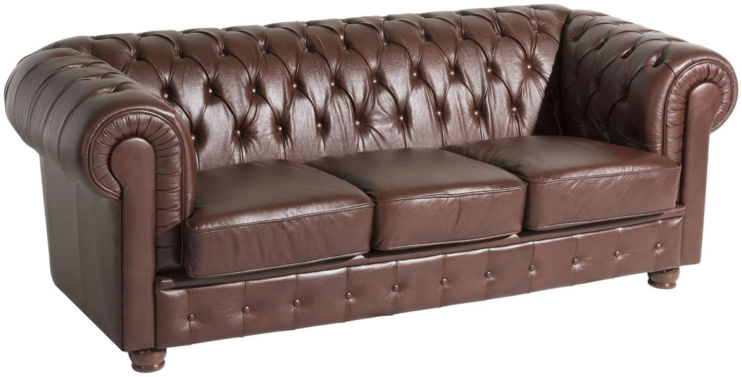 Sofa 3-Sitzer Kalea Bezug Wischleder Buche nussbaum dunkel / braun 21369 Bild 1