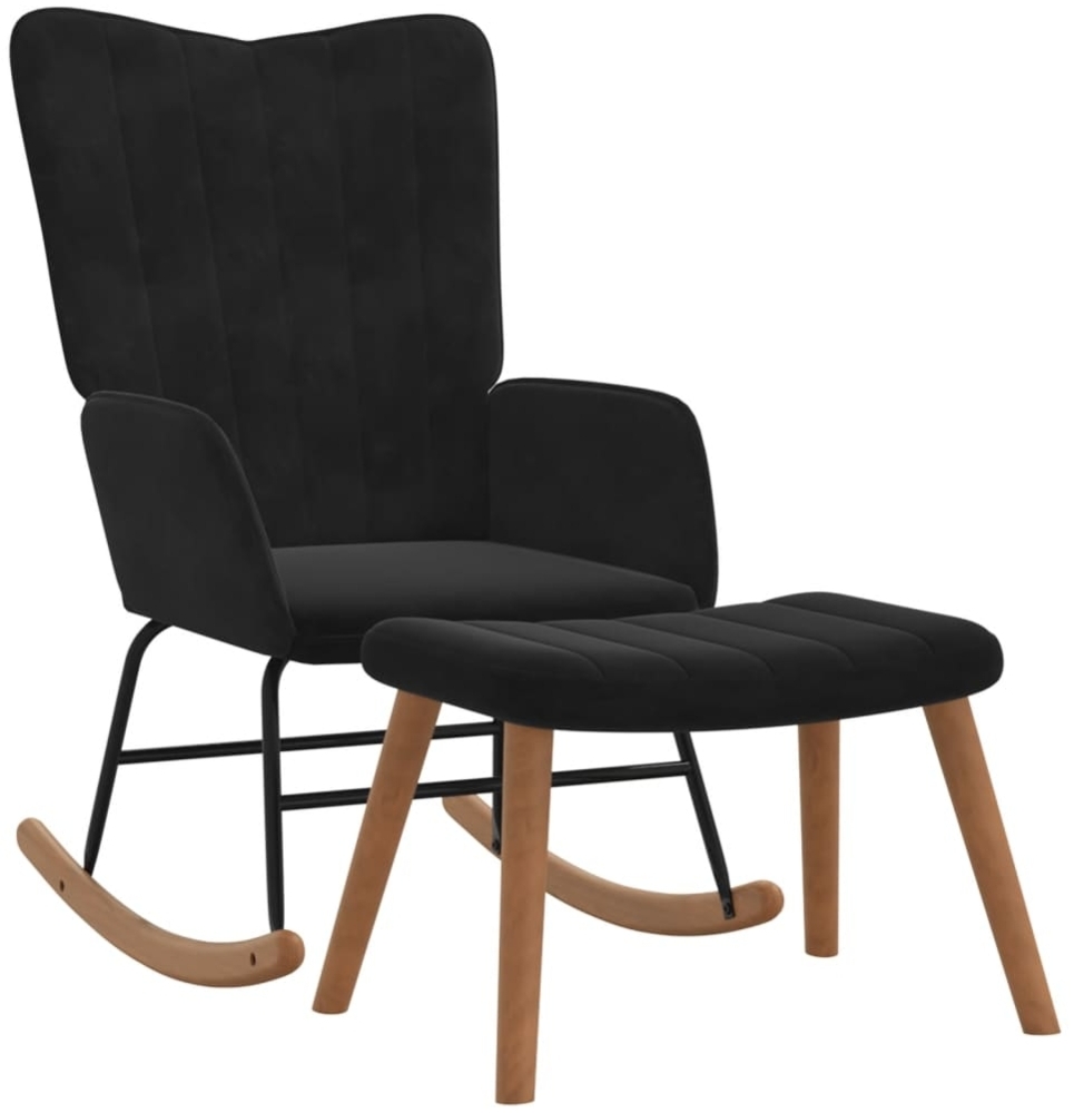 Schaukelstuhl mit Hocker Samt Schwarz [327760] Bild 1