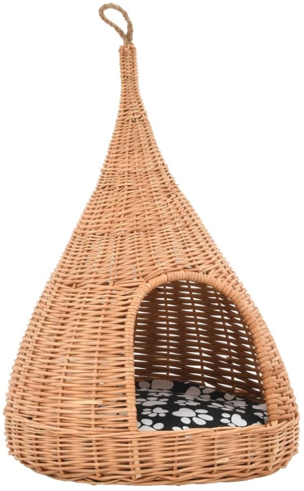 Katzenhaus mit Kissen, Naturweide Tipi, 40x60 cm, Natur Bild 1