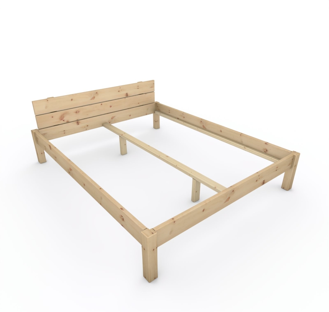Pfostenbett "metallarm" Zirbe Holzbett "Daybett" 160 x 200cm 38cm Doppelbett Bild 1