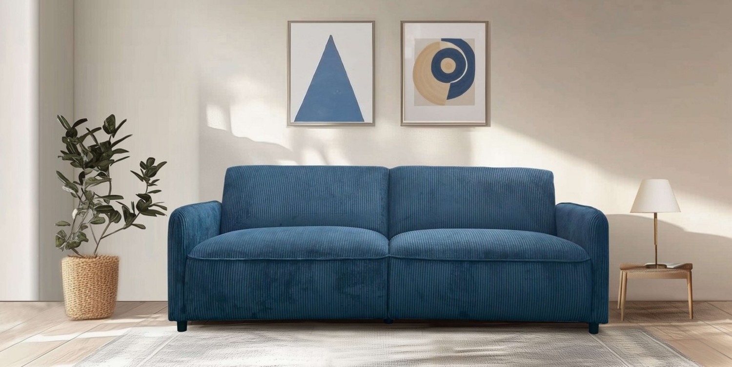 Dorel Home 3-Sitzer Allie Curved Schlafsofa 209 cm, Bettfunktion (110/190), verstellbare Rückenlehne, Cord u. Velours Bild 1