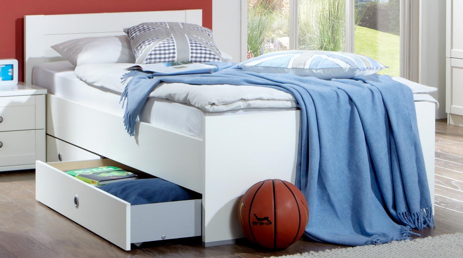 Bett FILOU Bettgestell mit Bettkasten Kinderbett Kinderzimmer Jugendzimmer weiß Bild 1
