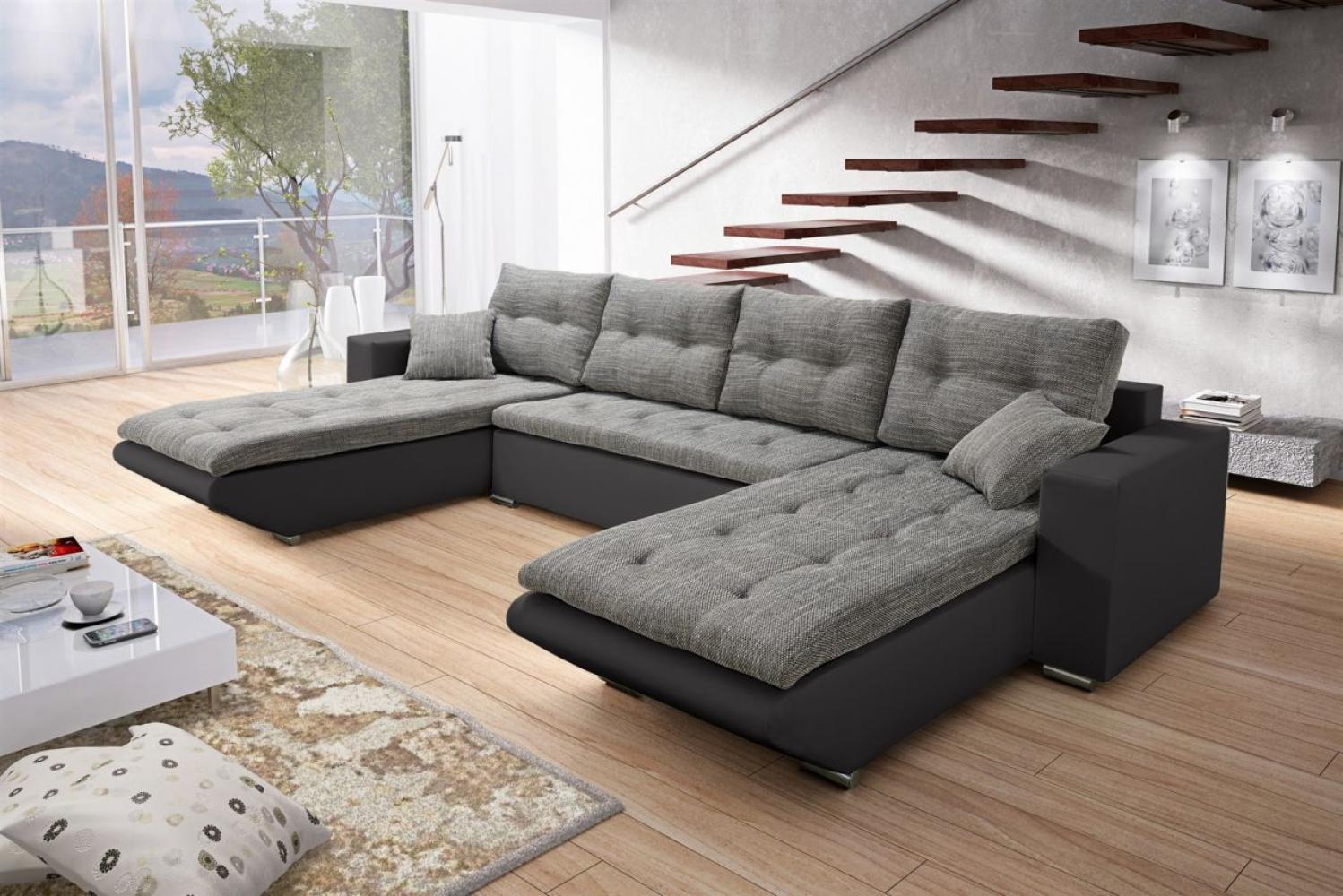 Wohnlandschaft Sofa NINO XL mit Schlaffunktion Schwarz-Grau Bild 1