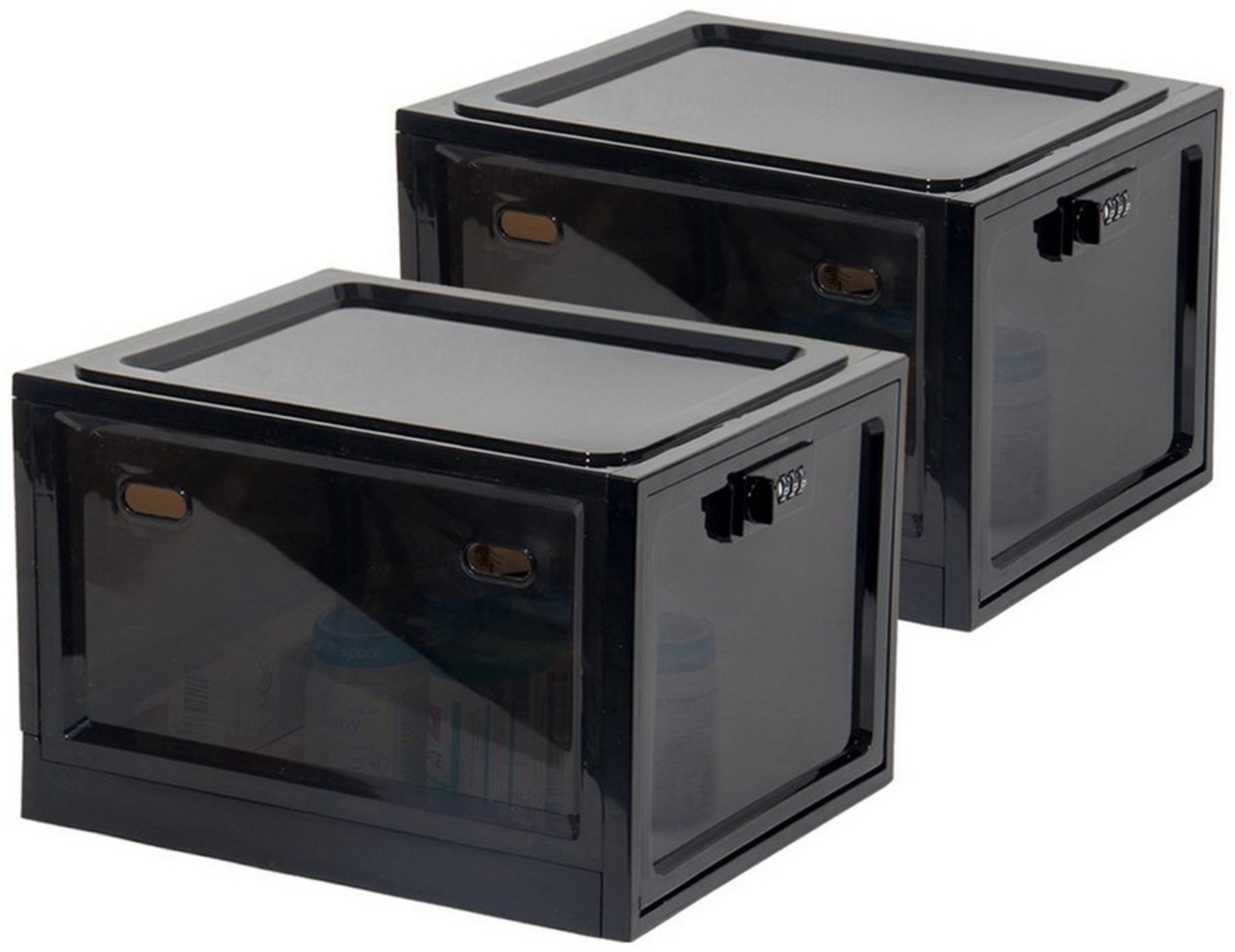 Zedelmaier Aufbewahrungsbox Aufbewahrungsbox abschließbar, faltbar für Medikamente und mehr (2 St, STOS1), stapelbar, für Handys, Süßigkeiten, Snack, Persönlicher Safe Bild 1