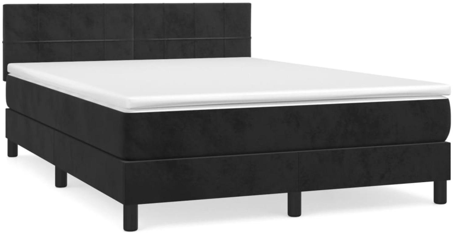 vidaXL Boxspringbett mit Matratze Schwarz 140x190 cm Samt 3141301 Bild 1