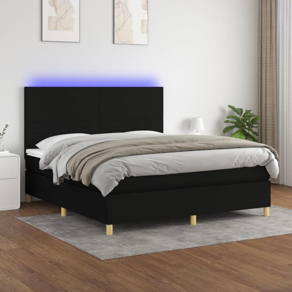 vidaXL Boxspringbett mit Matratze & LED Schwarz 180x200 cm Stoff 3135295 Bild 1